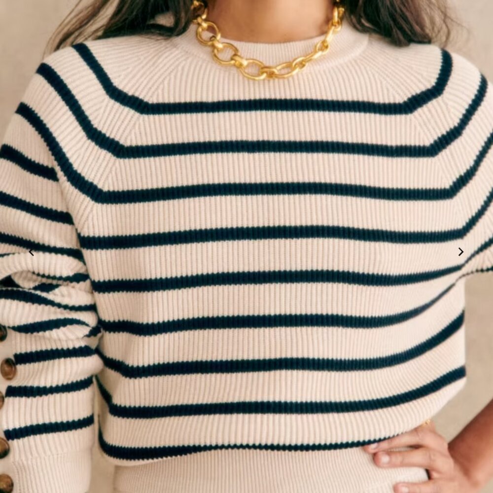 Sezane Sami Jumper in Natural/Navy size S